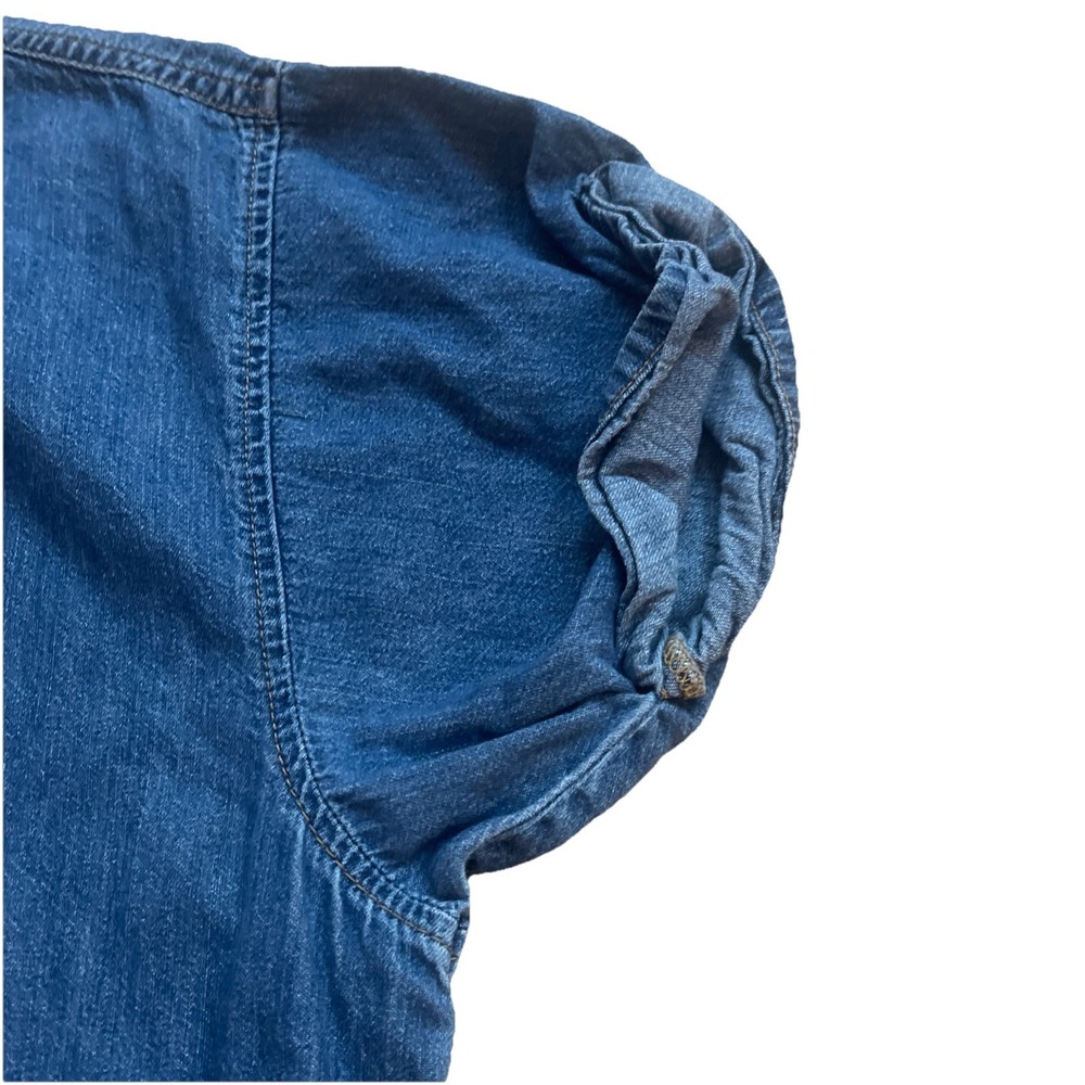 Gap Denim Jean Popover Dress Pockets Button Up Women's Size Medium Blue Med Wash - Picture 3 of 6